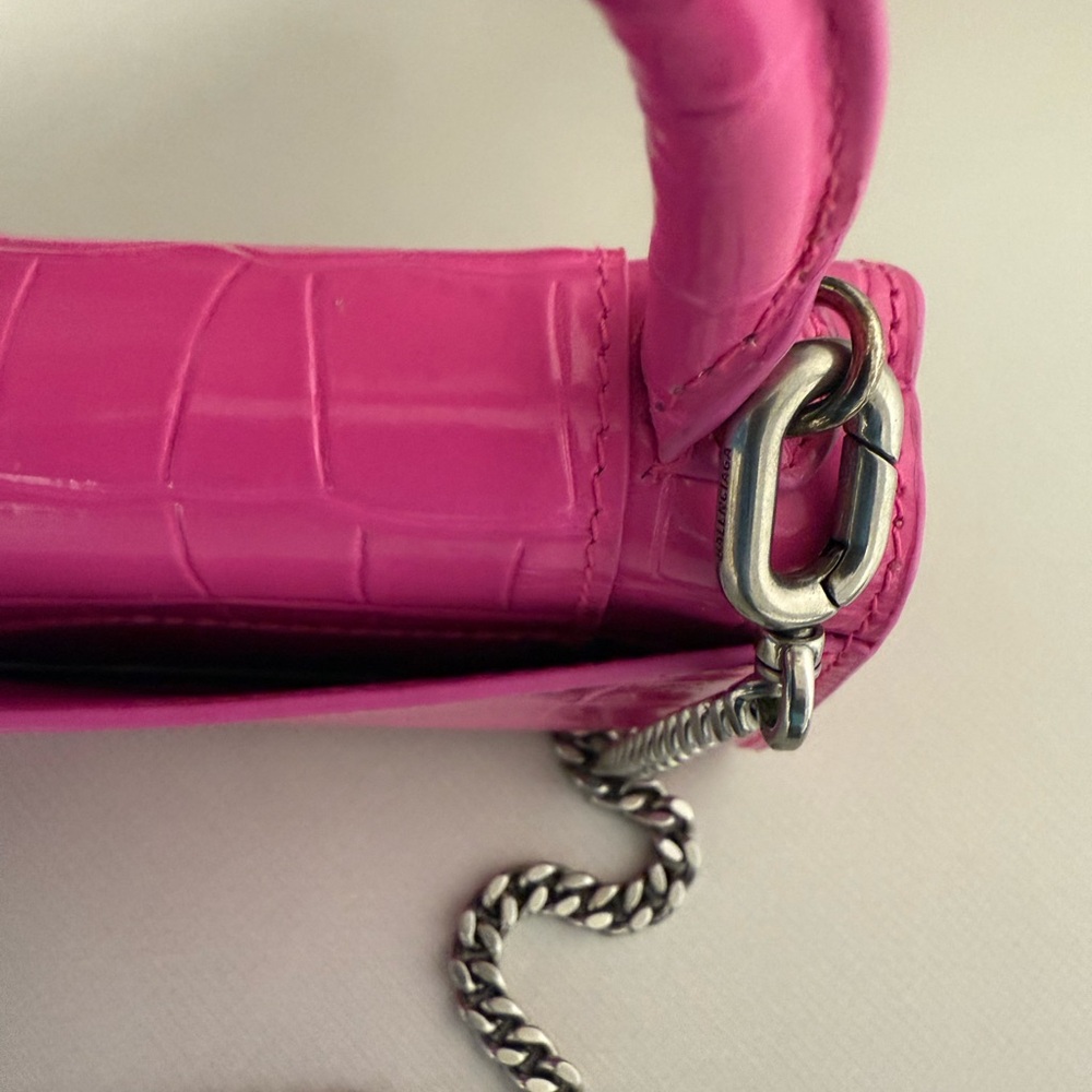 Balenciaga pink croc embossed mini/nano bag